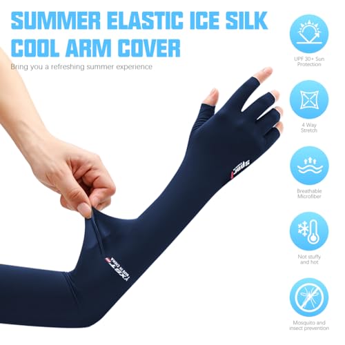 PALAY® Hand Gloves for Sun Protection Bike Riding Non-Slip Touch Screen UV Arm Sleeves Men Women Silk Cooling Breathable for Driving Cycling Blue 2PCS PALAY® Hand Gloves for Sun Protection Bike Riding Non-Slip Touch Screen UV Arm Sleeves Men Women Silk Cooling Breathable for Driving Cycling Blue 2PCS
